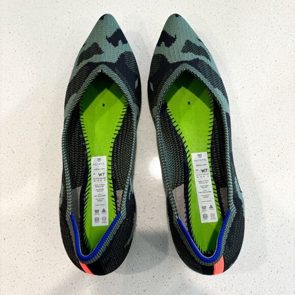 Rothy’s The Point Olive Camo Flats Size 7 - Picture 2 of 6
